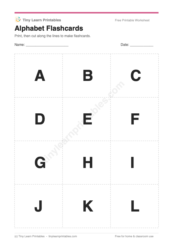 Alphabet Flashcards printable game preview