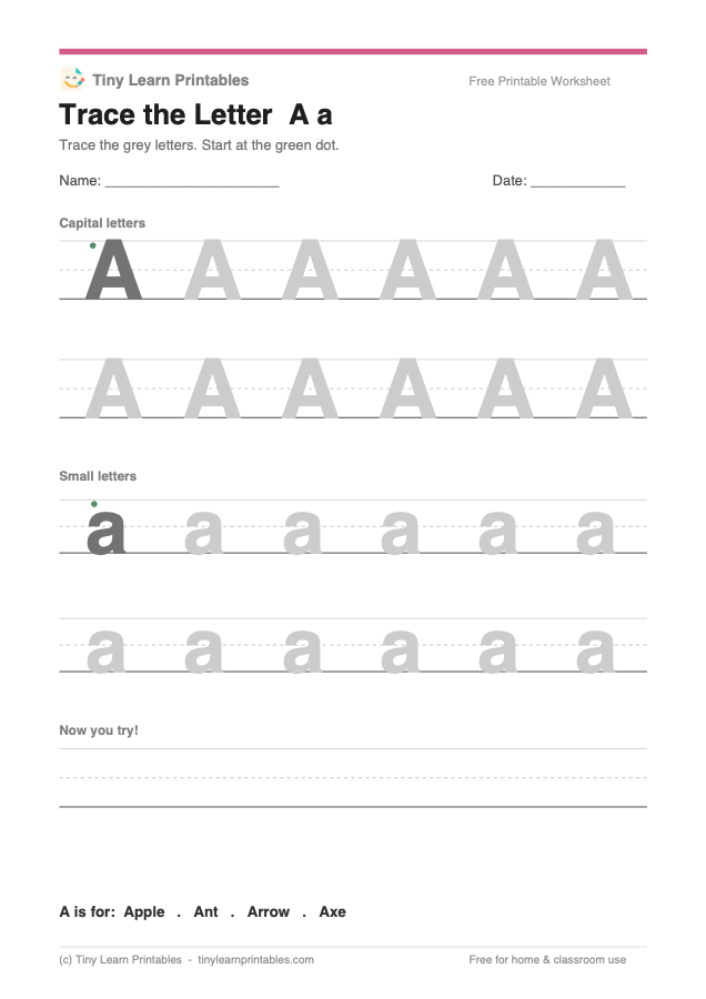 A–Z alphabet tracing worksheet sample