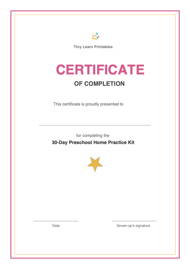 Certificate of completion